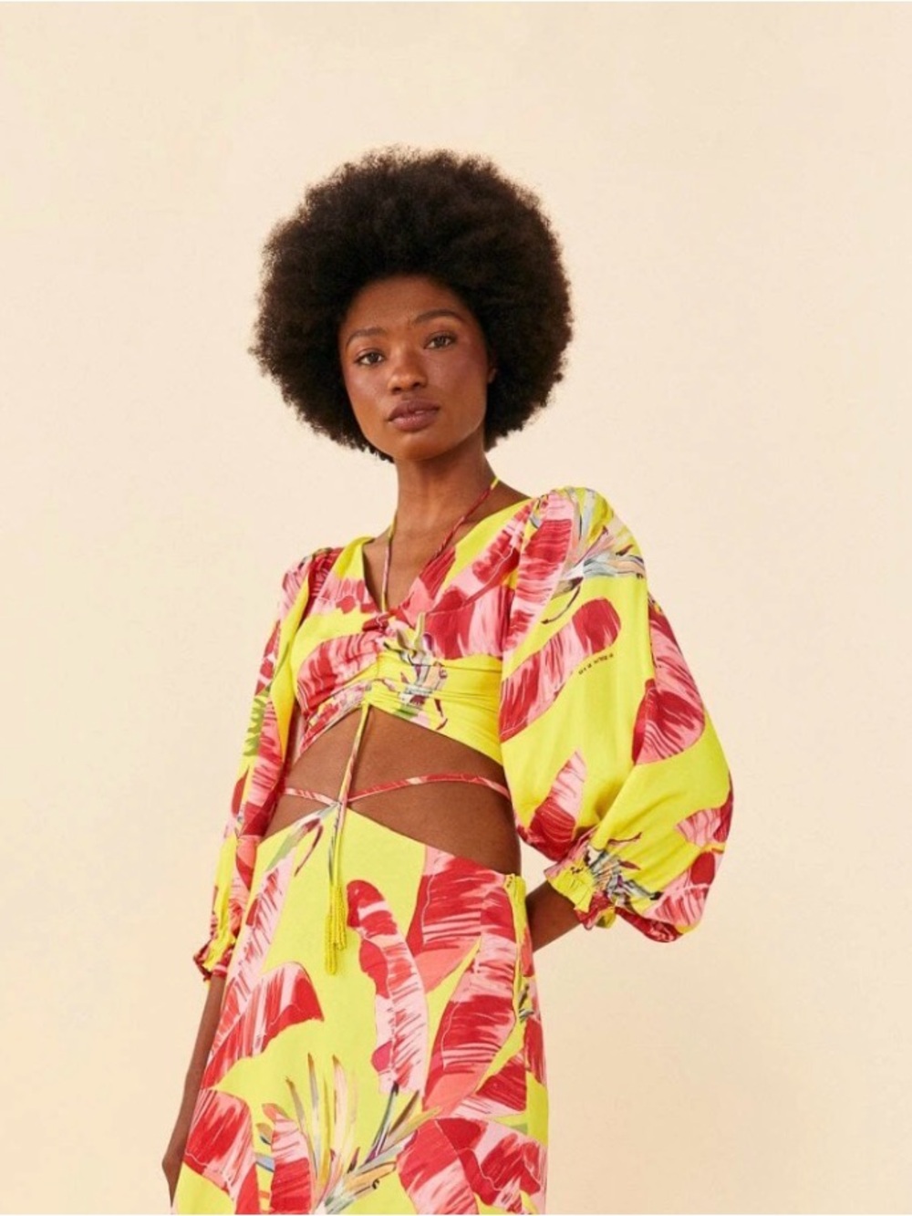 FARM Rio Yellow Floral Ruched Blouse - Picture 2 of 3